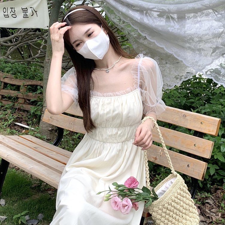 Đầm Dáng Dài Tay Phồng Phong Cách Pháp Cổ Điển Thời Trang Mùa Hè Hàng Mới Dành Cho Bạn Nữ