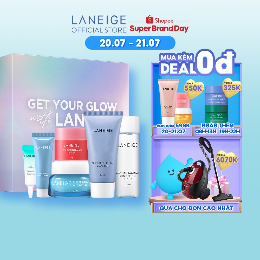 [Mã FMCGMALL giảm 8% đơn 250K] Bộ cân bằng, dưỡng ẩm & thanh lọc cho da LANEIGE Set Kit