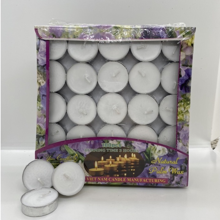 Nến bơ sạch tealight 100 viên cháy 3-4h