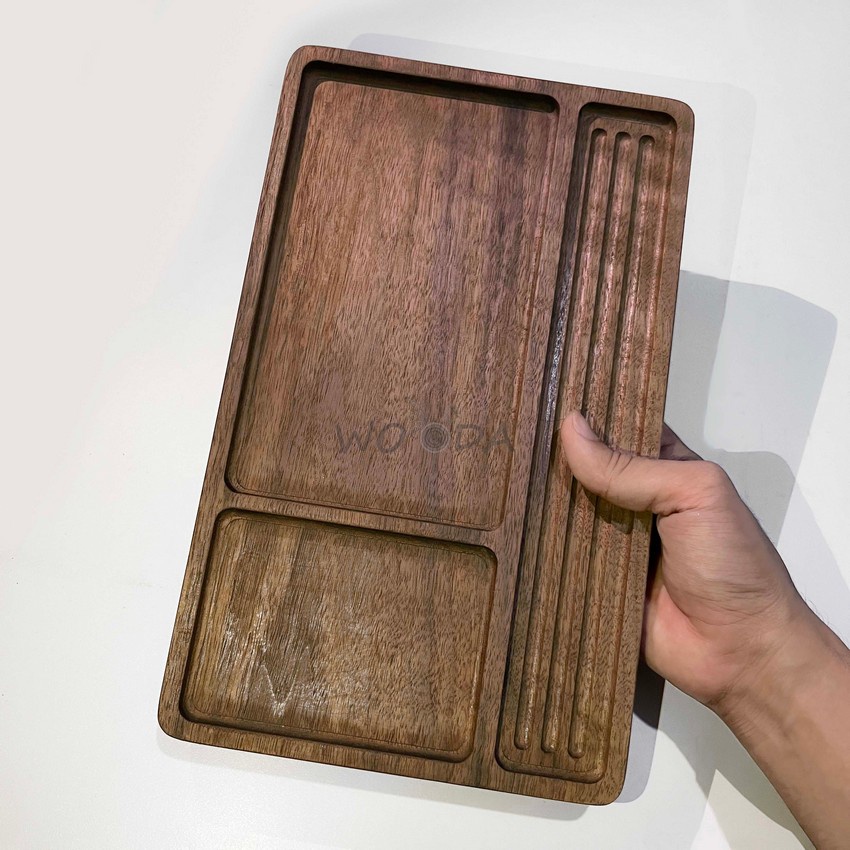 Khay gỗ tự nhiên đa năng để bàn làm việc từ gỗ sồi và tần bì 18x29.8cm