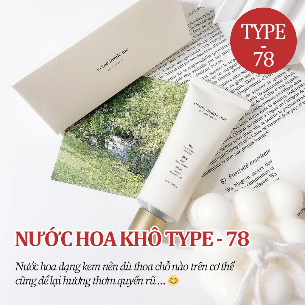 Nước Hoa Khô Come inside me Perfume tuyp 78 - Nước Hoa Nữ Dạng Kem Chuẩn Auth Hàn Quốc Hương Chanh thơm mát và năng động