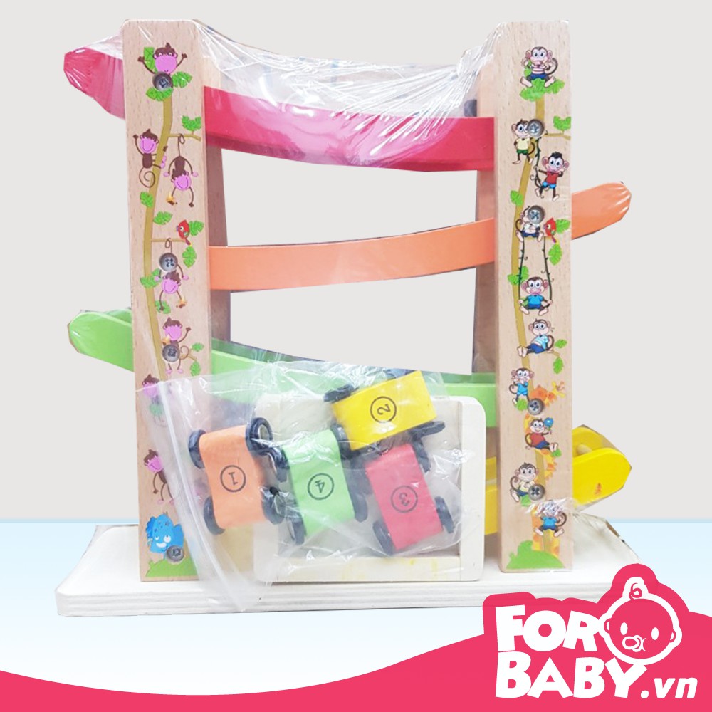 Đồ chơi gỗ xe thả trượt 4 tầng siêu tốc độ
