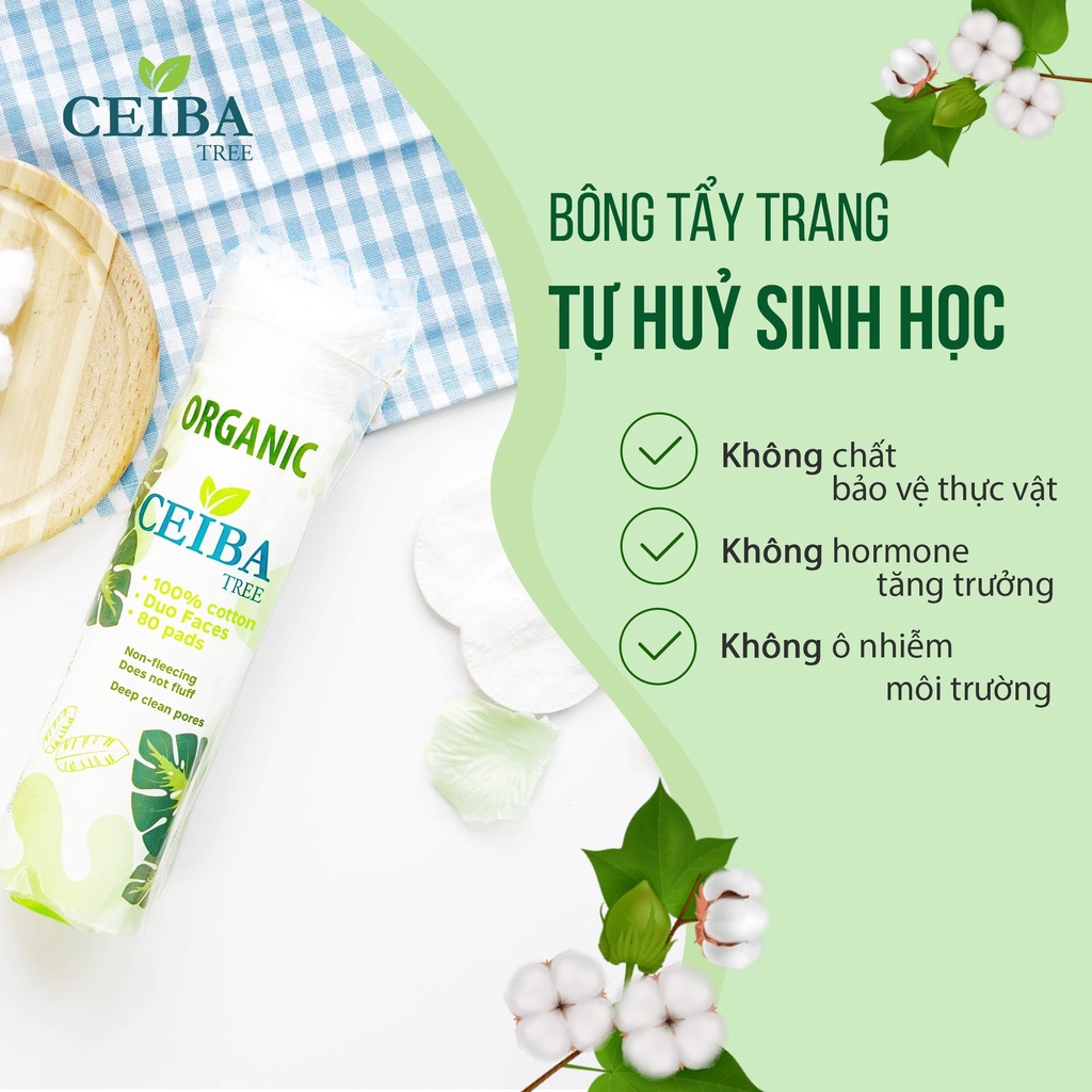 [MUA 5 TẶNG 1] COMBO 5 Bông Tẩy Trang Ceiba Tree Organic Cotton Pads - 80M