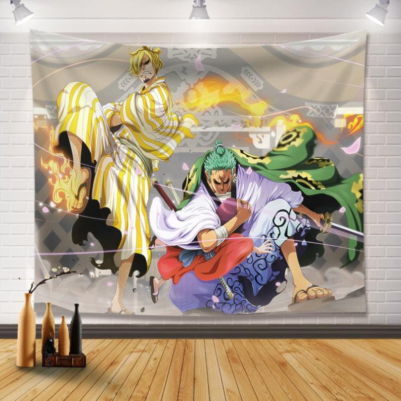 Tranh Vải Treo Tường Decor Anime One Piece Trang Trí Phòng, Bàn Máy Tính - Tặng kèm đèn led và phụ kiện