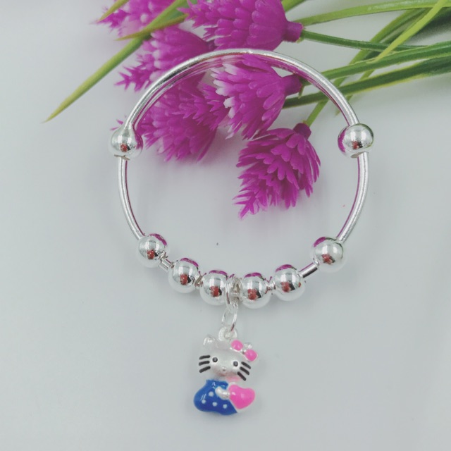 Vòng bạc mix mèo kity cho bé