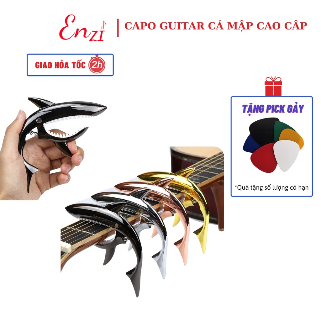 Kẹp capo guitar cá mập cao cấp dành cho đàn ghita acoustic, classic Enzi