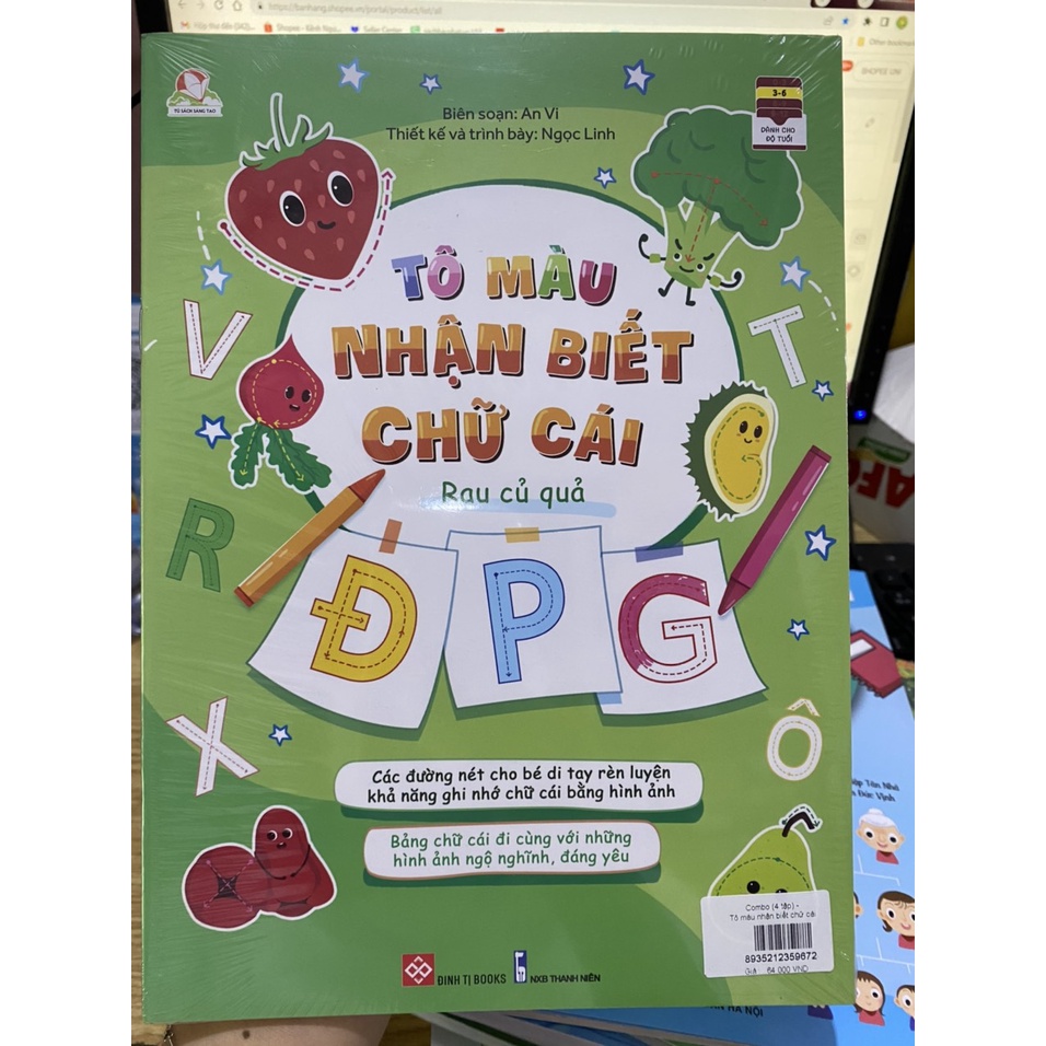 Sách - Tô màu nhận biết chữ cái ( Đinh Tị )