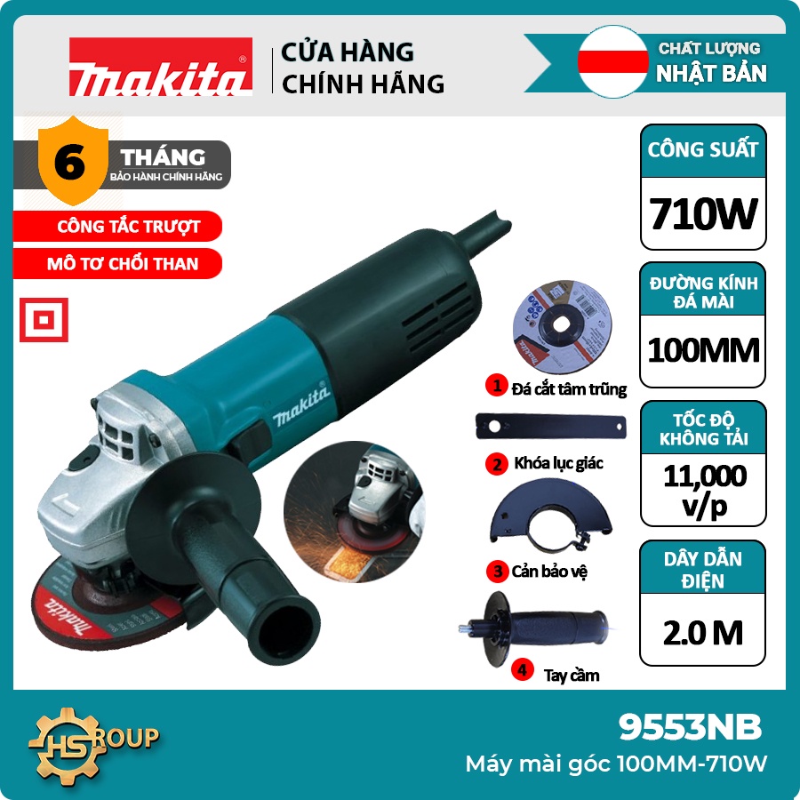 Máy mài Makita 9553NB (100MM - 710w) | Bảo hành Makita chính hãng