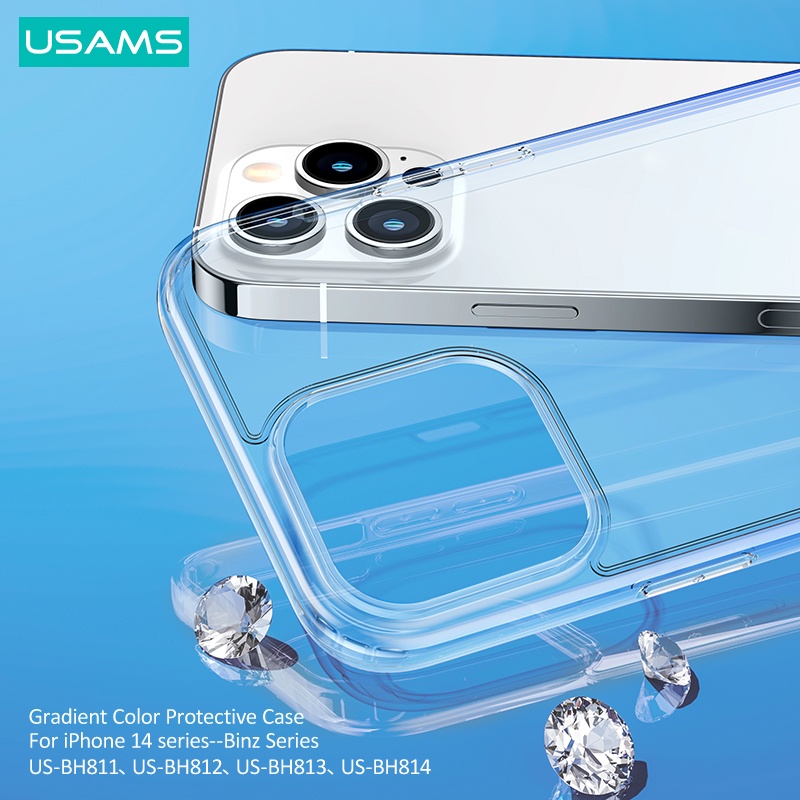 Usams Ốp Điện Thoại Silicon Mềm Chống Sốc Màu Gradient Cho iP14 Pro Max Plus