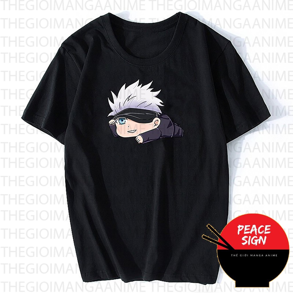 Áo thun phông đen trắng in hình SATORU GOJO - JUJUTSU KAISEN Chú Thuật Hồi Chiến anime chibi thời trang nam nữ cá tính