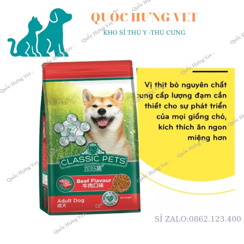 Thức Ăn Cho Chó Lớn Classic Adult Vị Thịt Bò Hạt Khô 20Kg QUỐC HƯNG VET