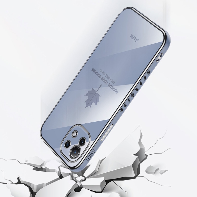 Ốp điện thoại dáng vuông Koosuk mạ silicon mềm họa tiết lá phong cho Xiaomi Mi11 Lite Mi 11 10 9 10T Pro