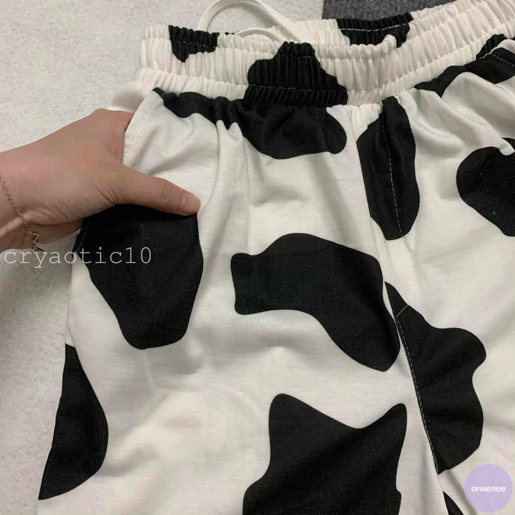 Quần bò sữa mảng to cartoon cow milk pant unisex cryaotic10