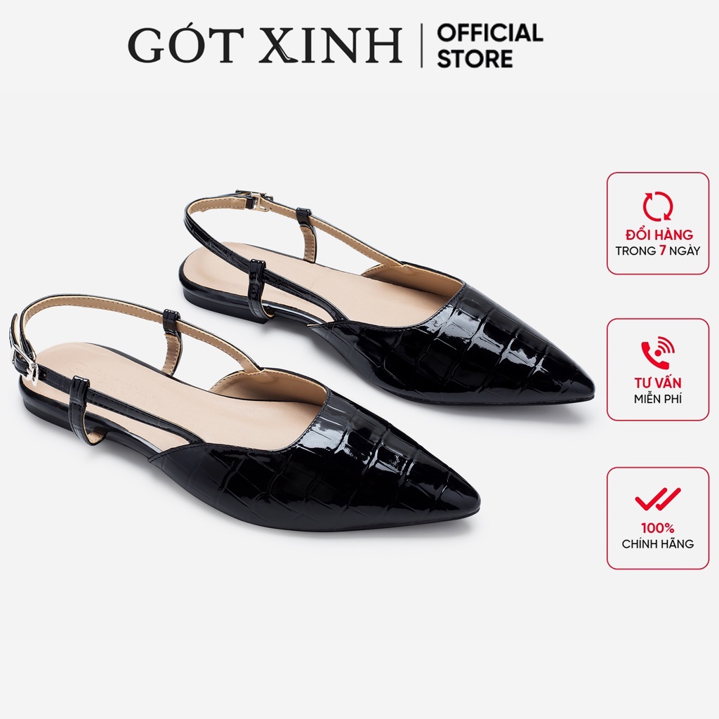 Giày sandal bít mũi GÓT XINH GX249 da rắn đế vuông