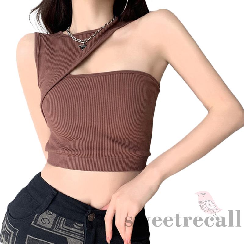 SWT-Women Solid Color Skinny Version Irregular Casual Style Summer Tanks Tops