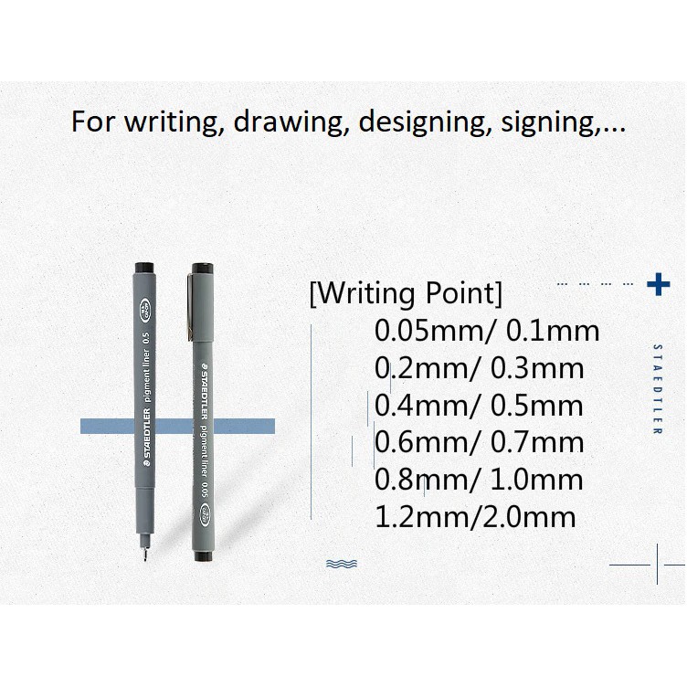 Bút đi nét chuyên nghiệp Staedtler 308 Pigment Liner Màu đen với 12 cỡ nét (0.05mm-2.0mm)