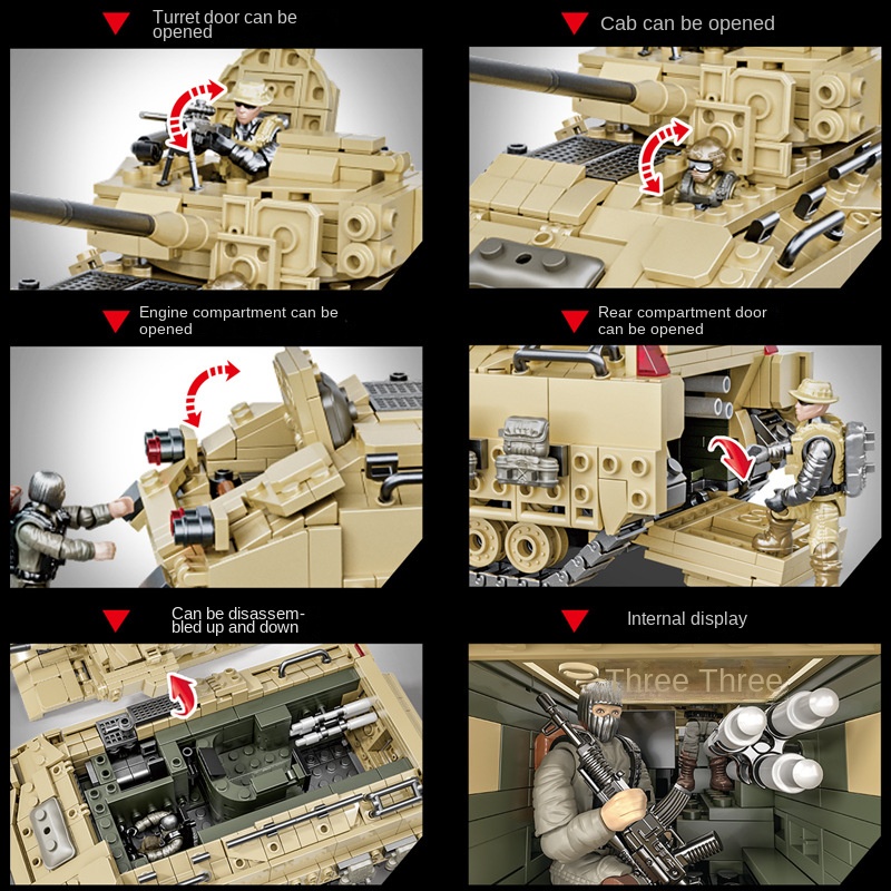 Đồ chơi giáo dục Lắp ráp Mô hình xe tăng chiến đầu Military US M2 Bradley Tank  Infantry Fighting Vehicle 809E