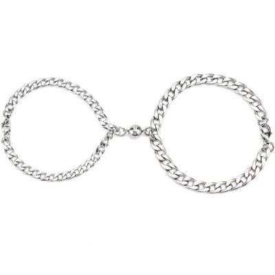 Vòng Tay Kim Loại Nam Châm Mặt Hình Trái Tim Phong Cách Punk Thời Trang Đơn Giản Dành Cho Cặp Đôi