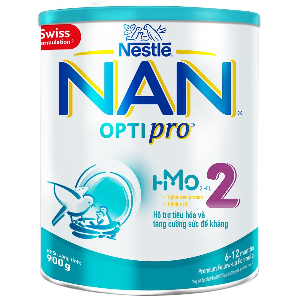 Sữa Bột NAN Số 2 Optipro HMO 900g Giúp Trẻ Phát Triển Hệ Tiêu Hóa Tốt Hơn