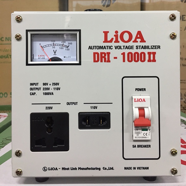 Ổn Áp 1KVA 1 Pha Lioa DRI-1000 II Điện Vào Dải 90V-250V, Điện Ra 220V & 110V Chính Hãng Giá Tốt Nhất