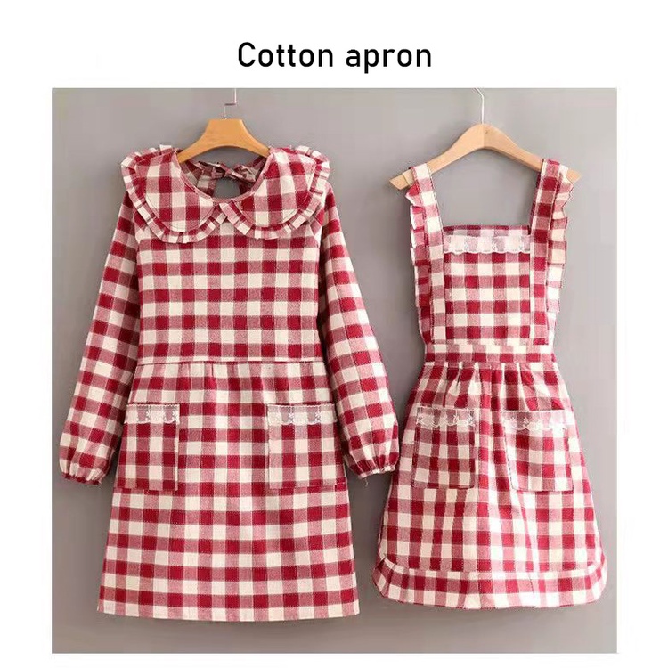 Tạp Dề cotton Tay Dài Cổ Búp Bê Dễ Thương Phong Cách Hàn Quốc