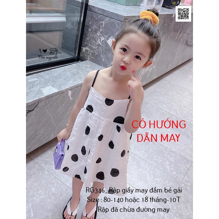 RG346_Rập giấy may váy dây 2 lớp bé gái