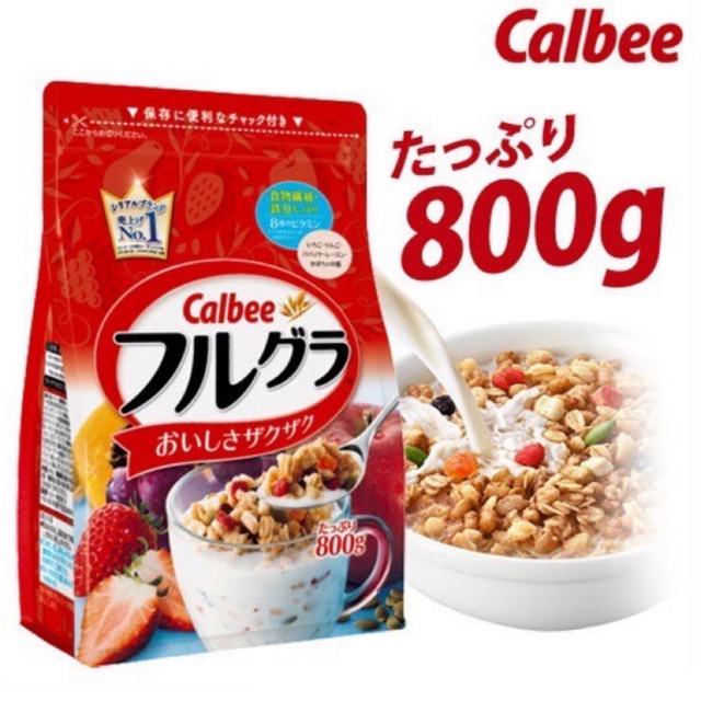 Ngũ cốc Calbee 800gr màu đỏ - Nhật Bản[Date 10/2021]