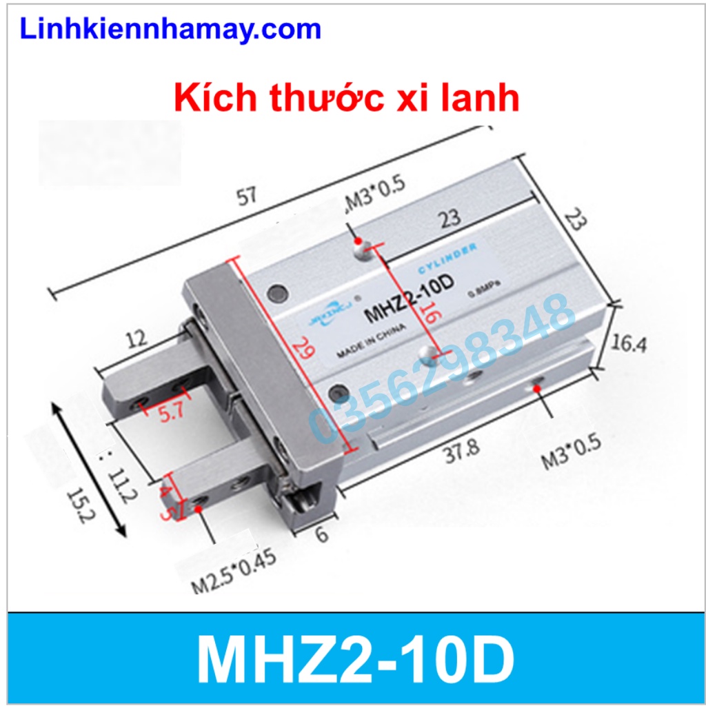 xi lanh kẹp khí nén MHZ2-10D, HFZ-10 (tiêu chuẩn SMC/Airtac)