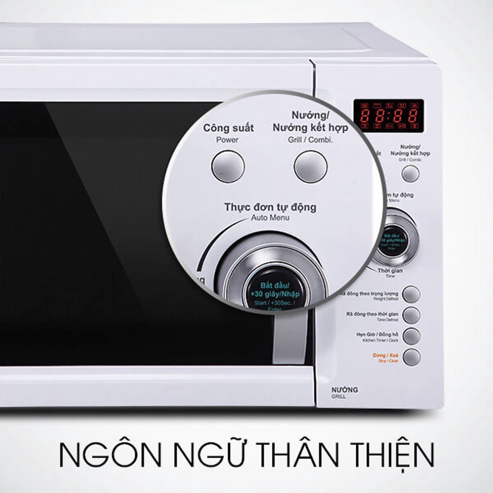 -  Lò Vi Sóng Có Nướng Điện Tử Sharp R-G371VN-W - 23 Lít - Hàng chính hãng