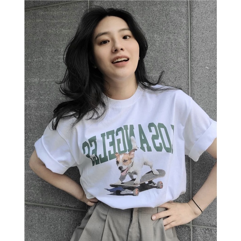 Áo thun nữ REOY-LOS ANGELES 2 , áo phông form rộng tay lỡ cá tính chất cotton dày dặn basic
