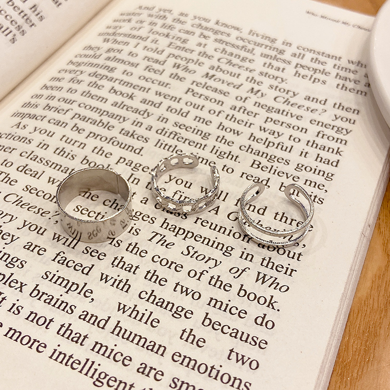 Bộ 3 nhẫn thiết kế hở có thể điều chỉnh phong cách thời trang Hàn Quốc