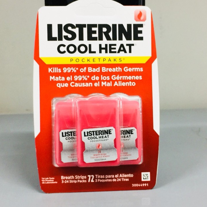 Miếng ngậm thơm miệng, diệt khuẩn Listerine Pocketpaks vỉ 3 hộp x 24 miếng