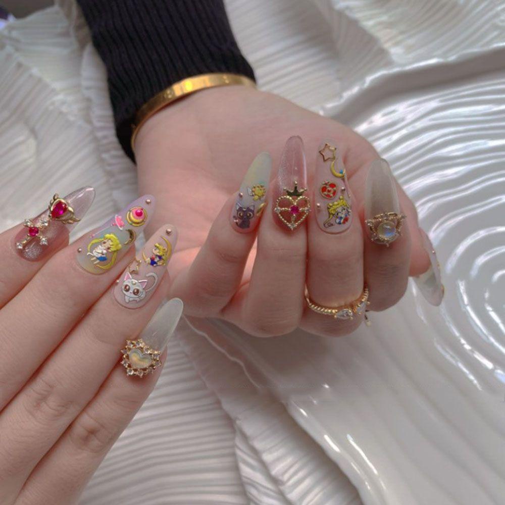 LILYES Miếng Dán Trang Trí Móng Tay Hình Thủy Thủ Mặt Trăng Dễ Thương