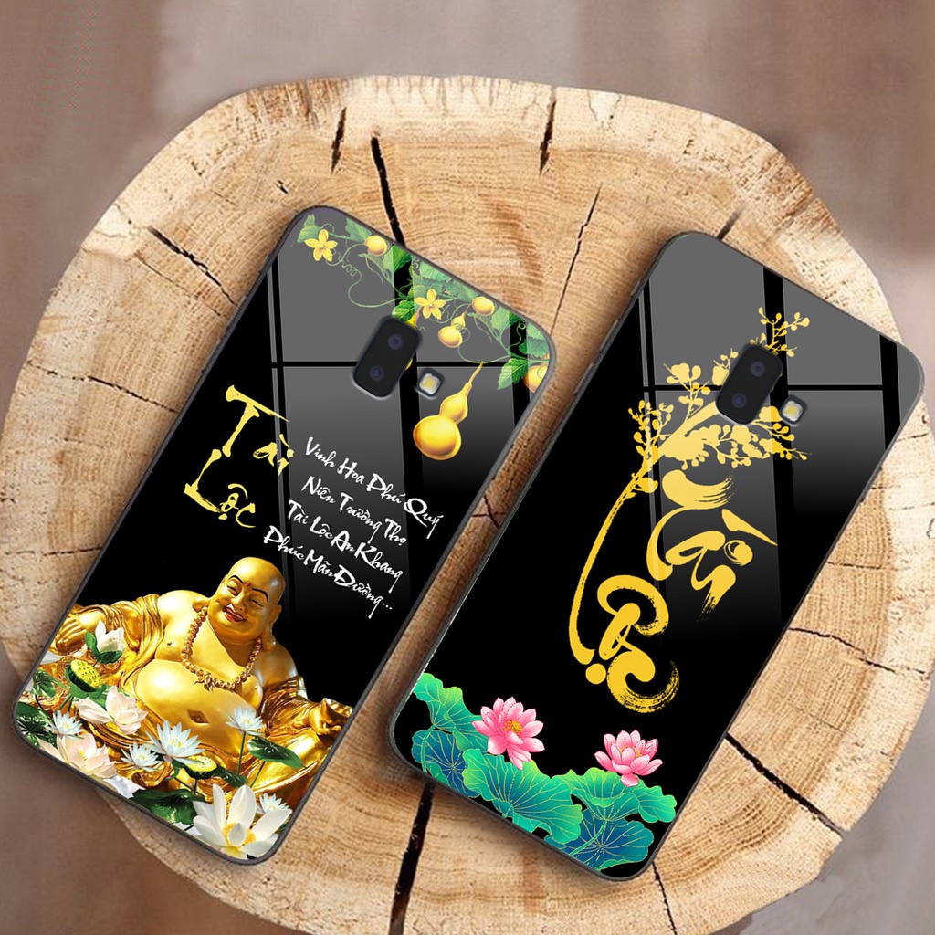 Ốp lưng KÍNH Samsung Galaxy J6 PLUS / J6+ in hình 3D TÀI LỘC-TÂM AN -MÃ ĐÁO