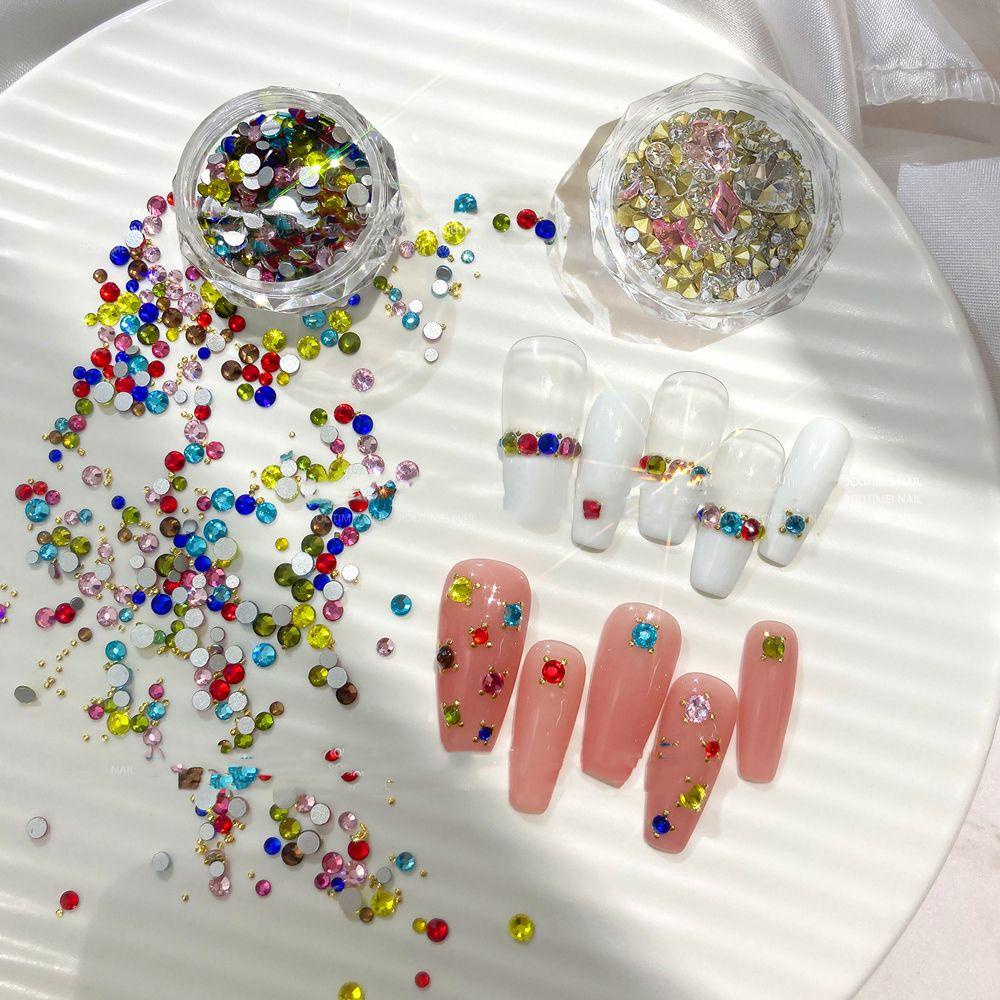 QQMALL Hạt Đá Nhiều Màu Đính Móng Tay Nghệ Thuật