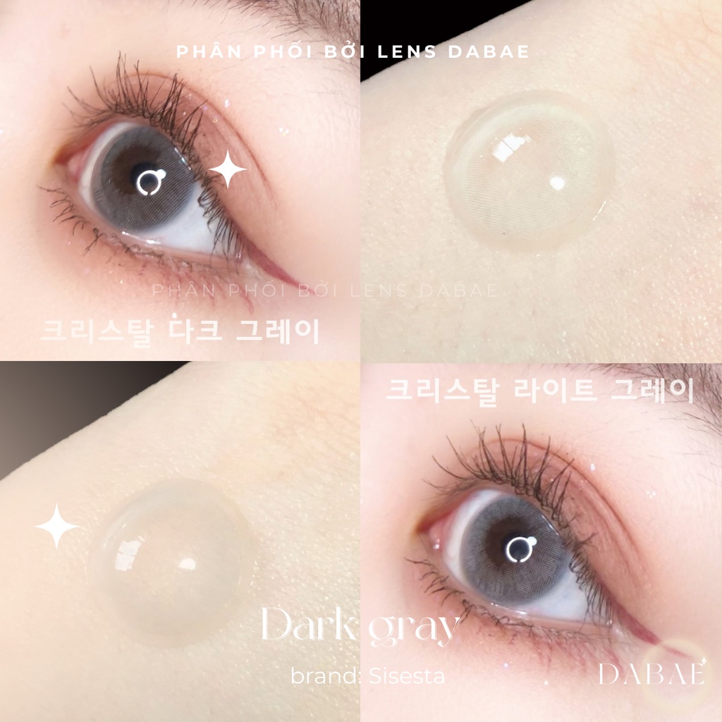 lens cận xám tây không viền cho mắt yếu chất liệu PC Hydrogel kính áp tròng Hàn Quốc DARK GRAY DABAE  | Hãng Siesta