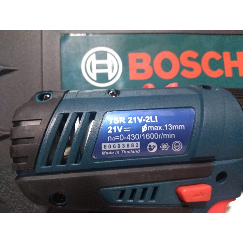 Máy khoan búa và bắt vít dùng pin BOSCH TSR 21V-2LI, 2 pin  21 vôn 2000mAH, Made in Thái lan, măng  danh thép 13mm.