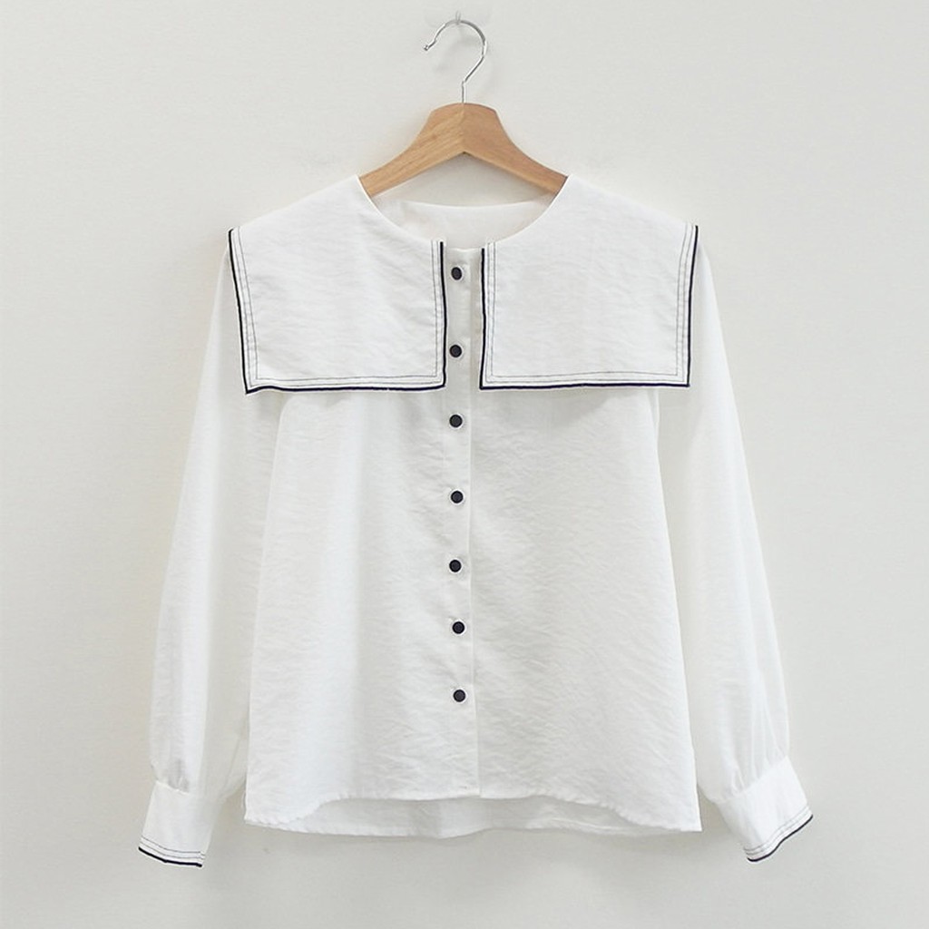 Áo babydoll cổ bèo thêu viền (hàng QC) - Ảnh thật 1000%