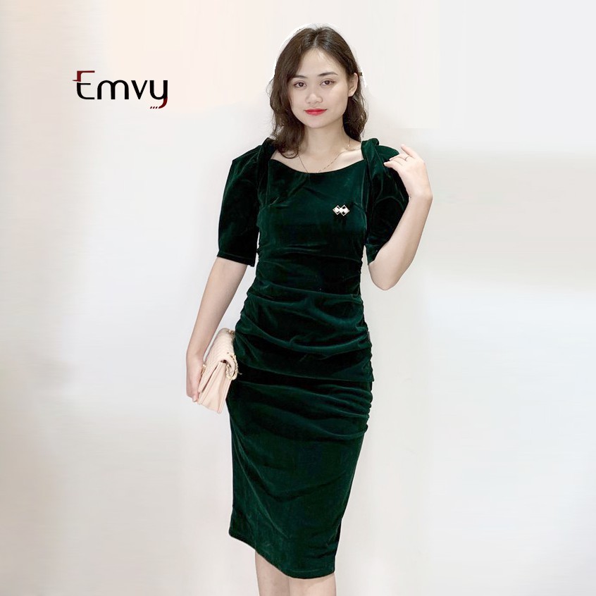 Đầm Thiết kế Body Nhung ép tay bồng Emvy - V81 | BigBuy360 - bigbuy360.vn