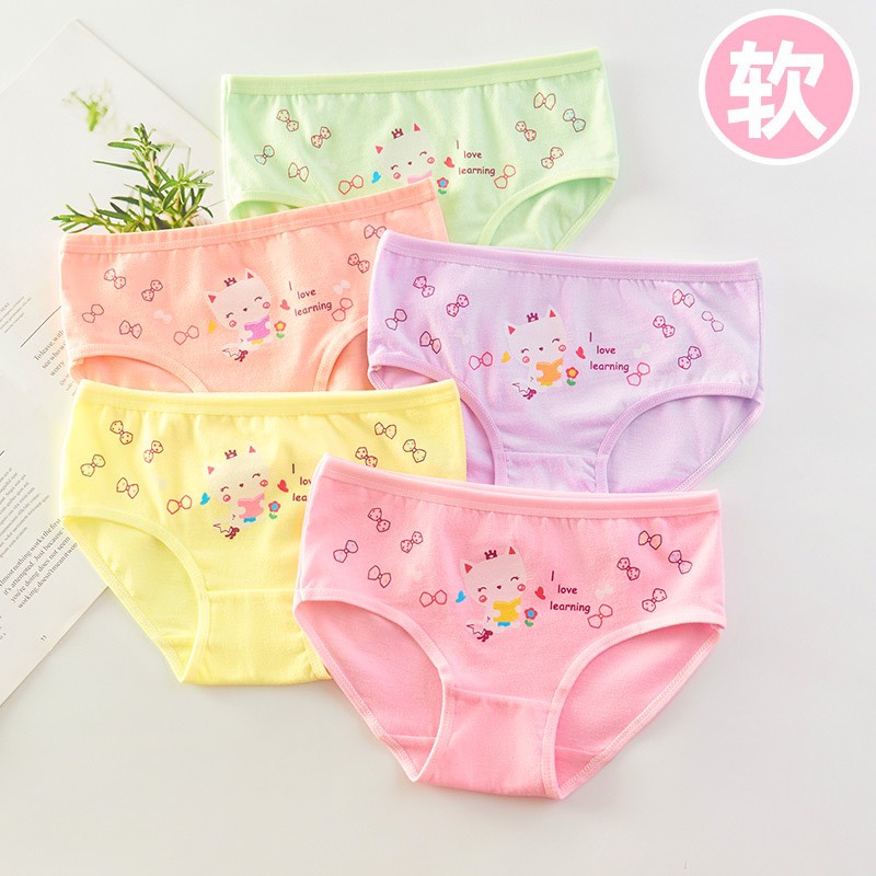 Combo 4 Quần Chip đùi hoặc tam giác mẫu mèo kitty dễ thương cho bé gái từ 10kg đến 40kg