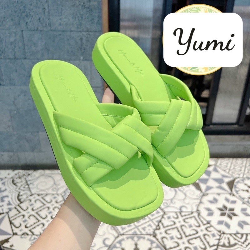 Dép mút bọc cánh quạt da mờ cao 3 cm siêu hót độc lạ.