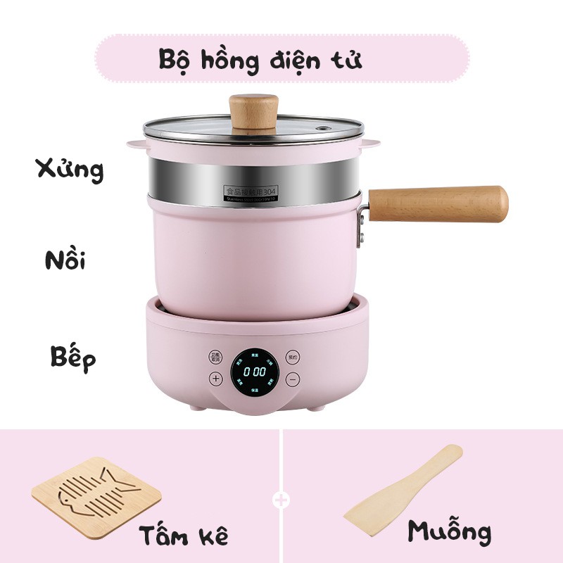 Nồi Điện, nấu , hấp, lẩu, hầm đa Năng 3 tầng( kèm chảo, xửng hấp)