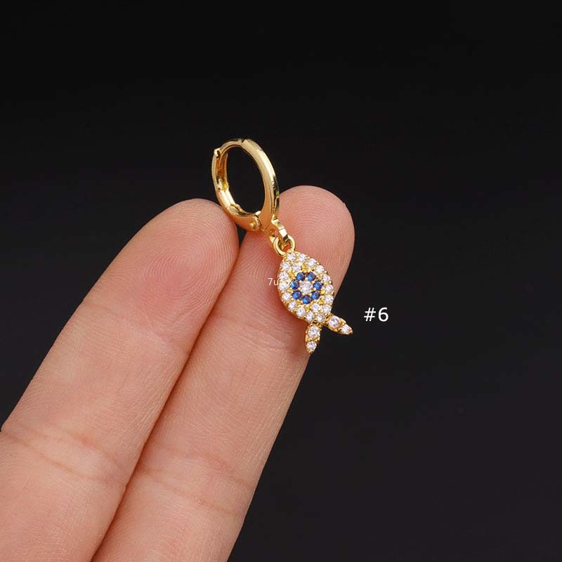 Khuyên Xỏ Vành Tai Dáng Dài Bằng Đồng Đính Đá Zircon 8mm
