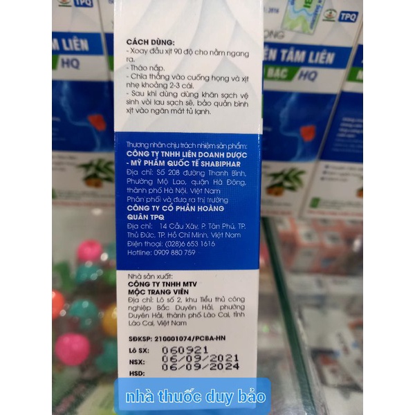 XỊT HỌNG XUYÊN TÂM LIÊN NANO BẠC HQ