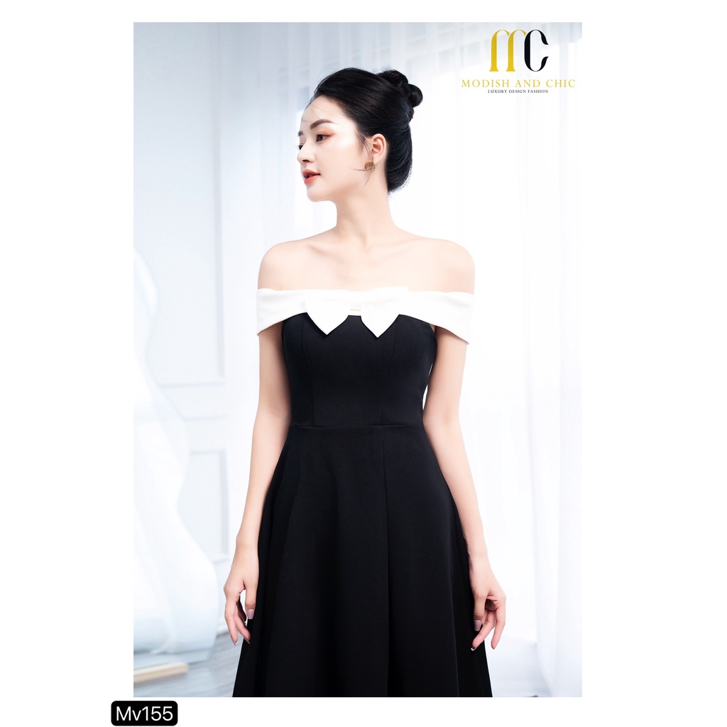 ĐÀM NƠ DỰ TIẾC TRẮNG ĐEN THIẾT KẾ MC Mv155