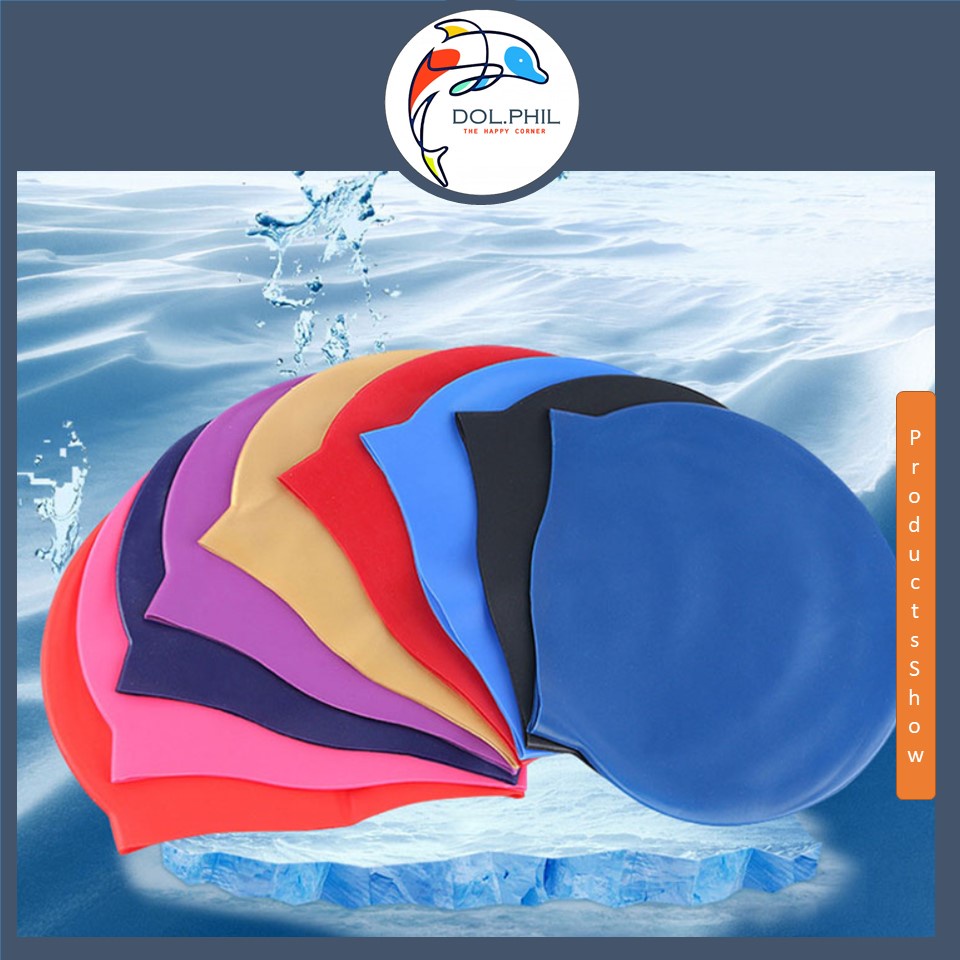 Mũ Bơi Người Lớn Dol.phil Store Nón Bơi Người Lớn Silicone Chống Nước Che Tai Dày Dặn Không Bị Siết Đầu Có Nhiều Màu