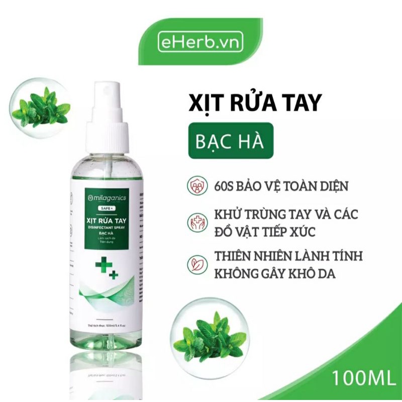 Xịt rửa tay bạc hà 50ml
