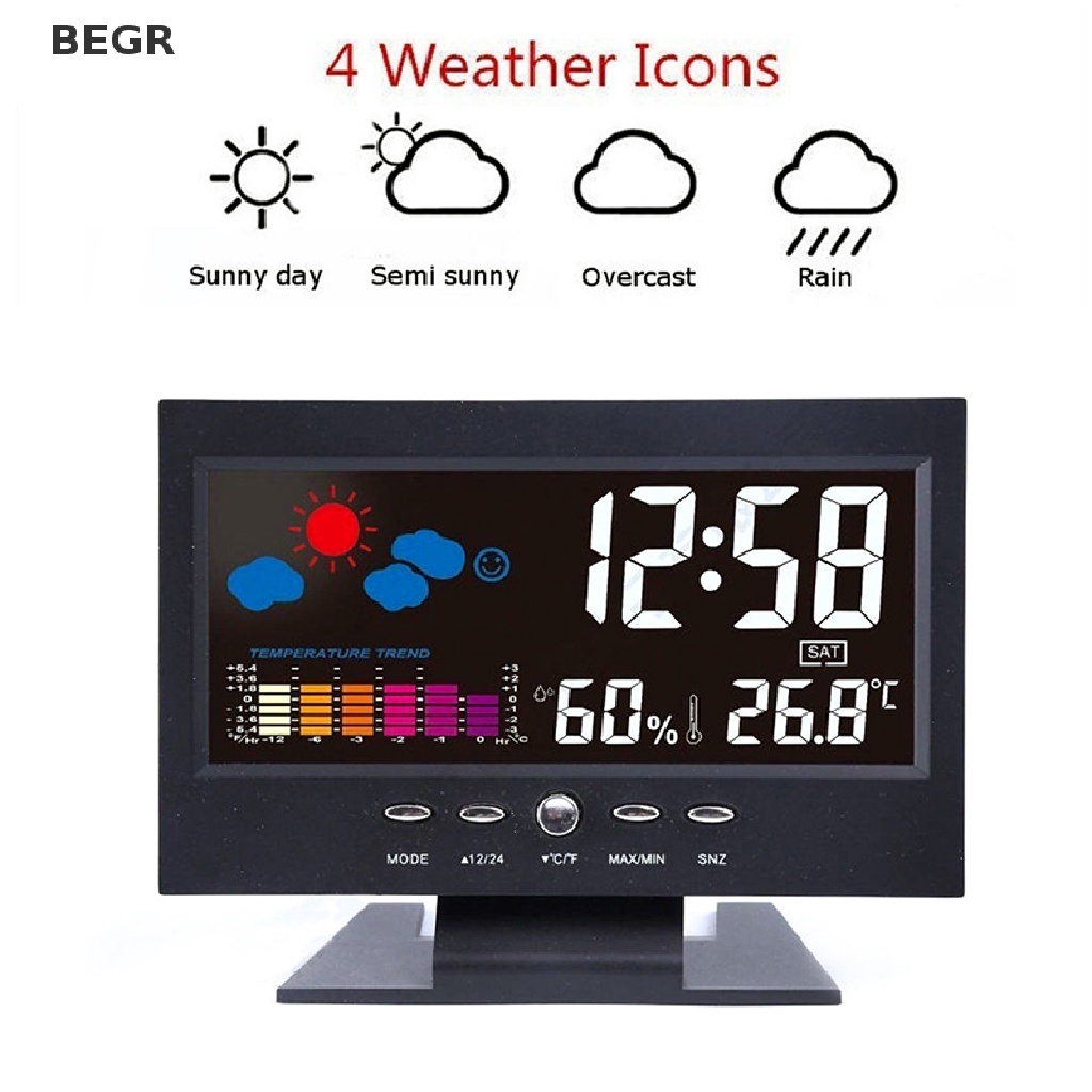 Đồng Hồ Báo Thức Điện Tử Hiển Thị Màn Hình LCD Nhiều Màu Sắc