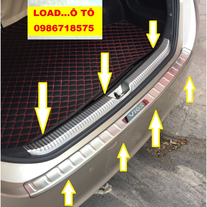 Bộ Chống Trầy Cốp Sau Xe Toyota Vios 2023-2019 Chất Liệu Inox Trắng Cao Cấp