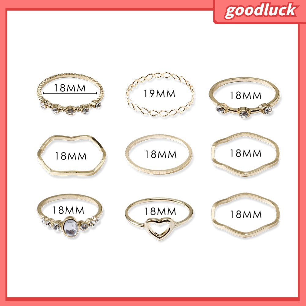 Set 9 Nhẫn Đính Ngọc Trai Giả Thời Trang Cho Nữ